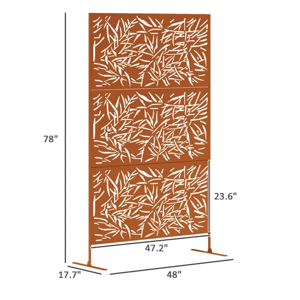 Outsunny Decorative Privacy Fence Screen, Metal Outdoor Privacy Screen Climbing Plant Trellis with Stand, Bamboo Brown - product image 3