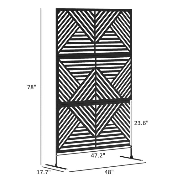 Decorative Privacy Fence Screen, Metal Outdoor Privacy Screen Climbing Plant Trellis with Stand, Rhombus Black - product image 3