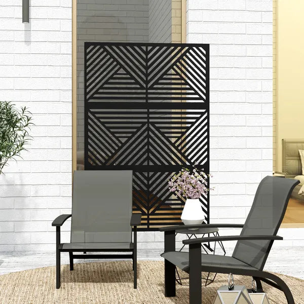 Decorative Privacy Fence Screen, Metal Outdoor Privacy Screen Climbing Plant Trellis with Stand, Rhombus Black - product image 8