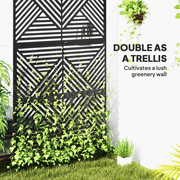 Decorative Privacy Fence Screen, Metal Outdoor Privacy Screen Climbing Plant Trellis with Stand, Rhombus Black - product image 4