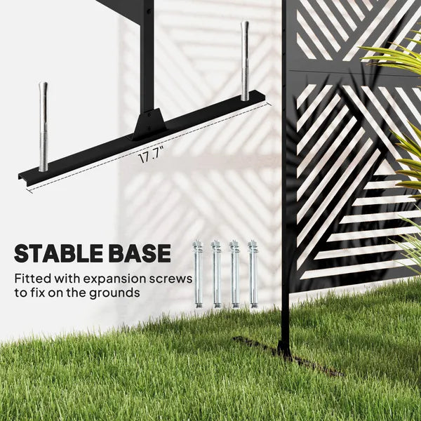 Decorative Privacy Fence Screen, Metal Outdoor Privacy Screen Climbing Plant Trellis with Stand, Rhombus Black - product image 5