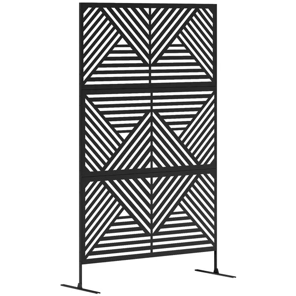 Decorative Privacy Fence Screen, Metal Outdoor Privacy Screen Climbing Plant Trellis with Stand, Rhombus Black - product image 11