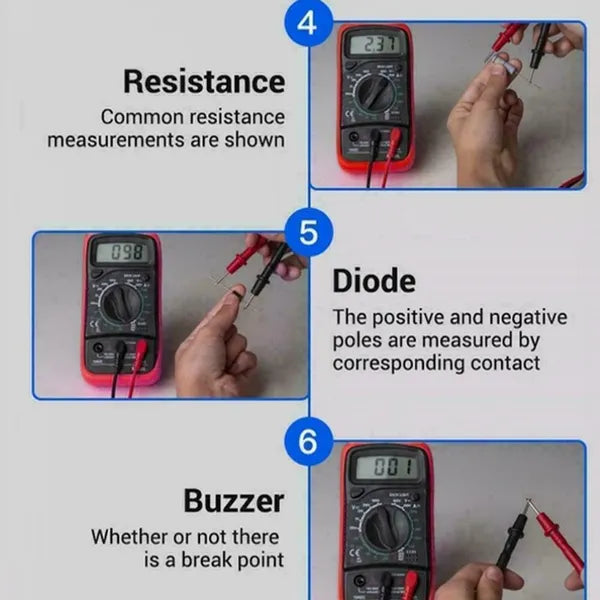 XL830L Digital Multimeter for AC DC Voltage DC Current Resistance and Diode Testing - product view 5
