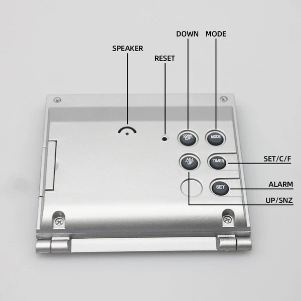 Foldable Digital Travel Alarm Clock with Temperature Display - product view 11