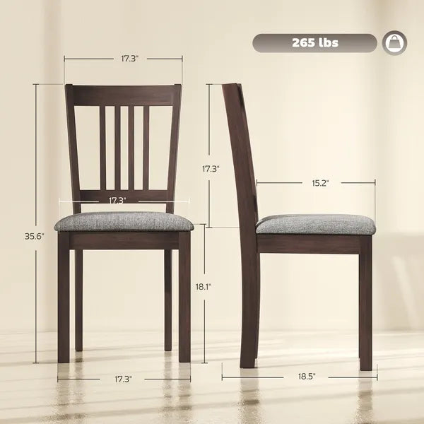 Dining Chairs Set of 2 Linen Upholstered Kitchen Chairs with Rubberwood Legs for Dining Room Living Room Espresso Gray - product image 3