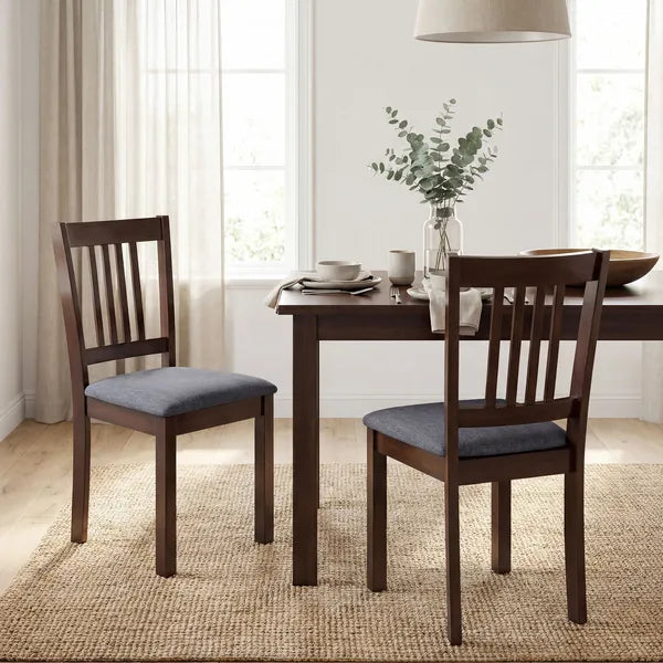 Dining Chairs Set of 2 Linen Upholstered Kitchen Chairs with Rubberwood Legs for Dining Room Living Room Espresso Gray - product image 11