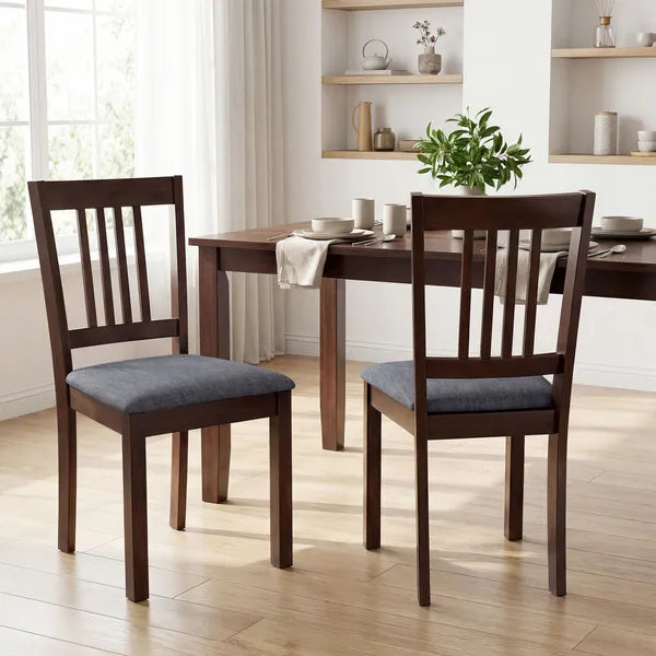 Dining Chairs Set of 2 Linen Upholstered Kitchen Chairs with Rubberwood Legs for Dining Room Living Room Espresso Gray - product image 10