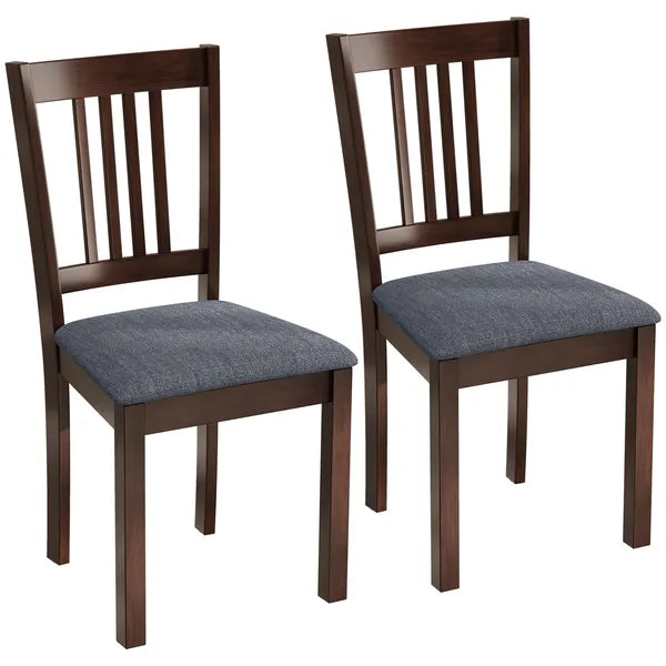 Dining Chairs Set of 2 Linen Upholstered Kitchen Chairs with Rubberwood Legs for Dining Room Living Room Espresso Gray - product image 2