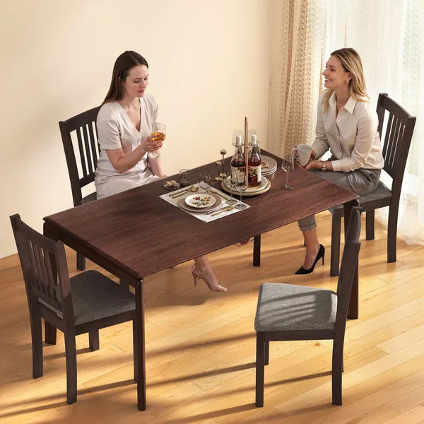 Dining Chairs Set of 2 Linen Upholstered Kitchen Chairs with Rubberwood Legs for Dining Room Living Room Espresso Gray - product image 8