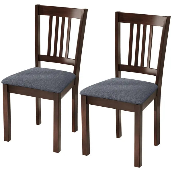 Dining Chairs Set of 2 Linen Upholstered Kitchen Chairs with Rubberwood Legs for Dining Room Living Room Espresso Gray - product image 1