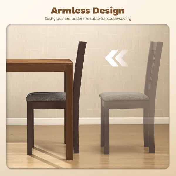 Dining Chairs Set of 2 Linen Upholstered Kitchen Chairs with Rubberwood Legs for Dining Room Living Room Espresso Gray - product image 6