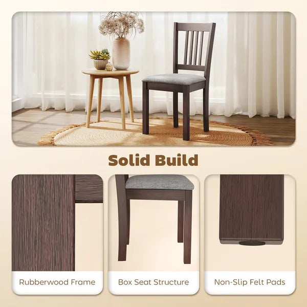 Dining Chairs Set of 2 Linen Upholstered Kitchen Chairs with Rubberwood Legs for Dining Room Living Room Espresso Gray - product image 5