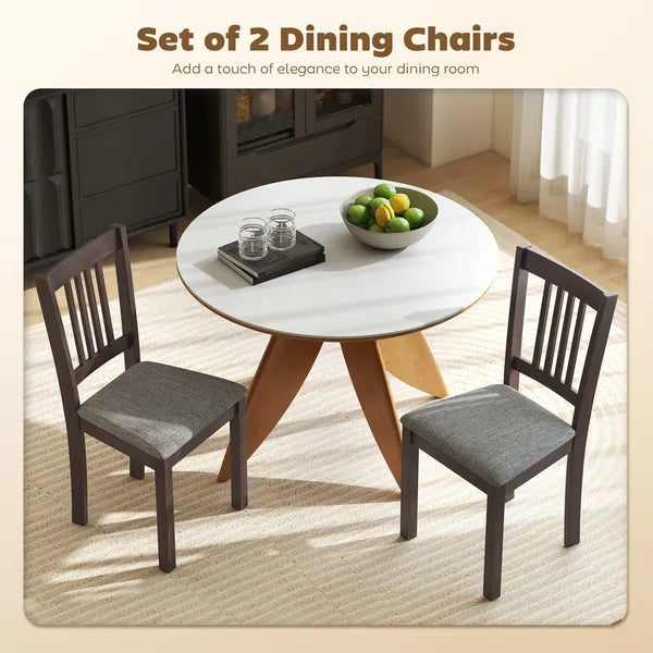 Dining Chairs Set of 2 Linen Upholstered Kitchen Chairs with Rubberwood Legs for Dining Room Living Room Espresso Gray - product image 4