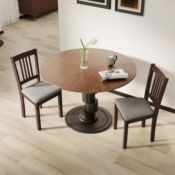 Dining Chairs Set of 2 Linen Upholstered Kitchen Chairs with Rubberwood Legs for Dining Room Living Room Espresso Gray - product image 9