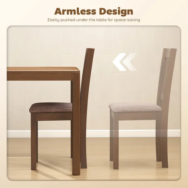 Dining Chairs Set of 2 Linen Upholstered Kitchen Chairs with Rubberwood Legs for Dining Room Living Room Walnut Taupe - product image 6