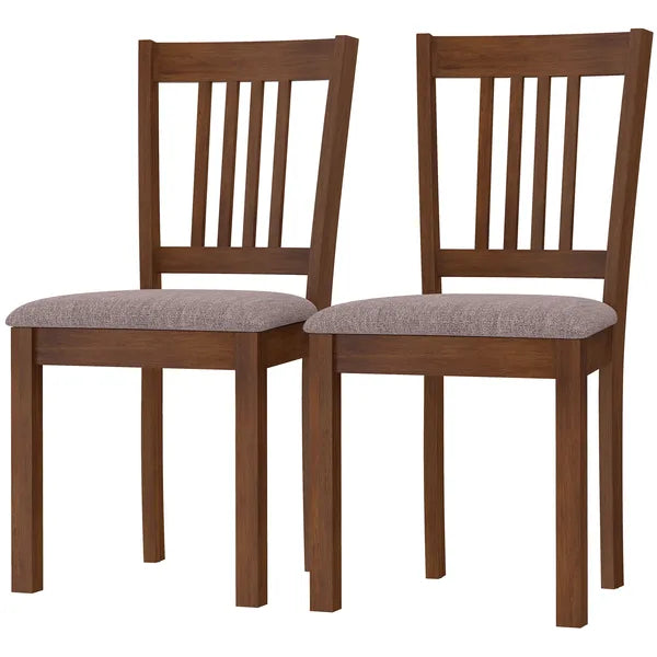 Dining Chairs Set of 2 Linen Upholstered Kitchen Chairs with Rubberwood Legs for Dining Room Living Room Walnut Taupe - product image 1