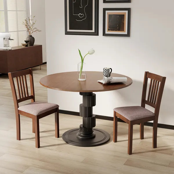 Dining Chairs Set of 2 Linen Upholstered Kitchen Chairs with Rubberwood Legs for Dining Room Living Room Walnut Taupe - product image 9