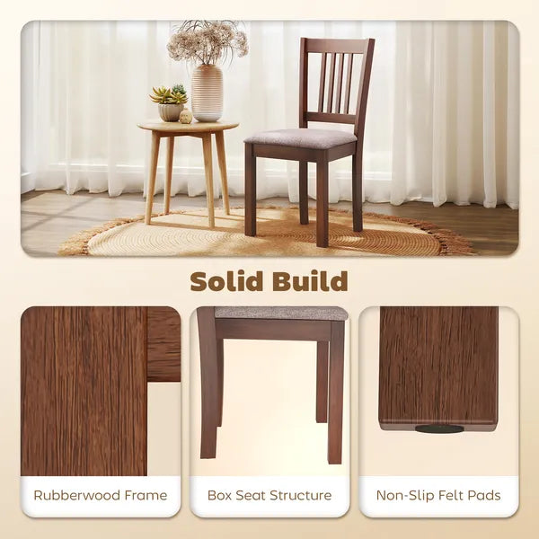 Dining Chairs Set of 2 Linen Upholstered Kitchen Chairs with Rubberwood Legs for Dining Room Living Room Walnut Taupe - product image 5