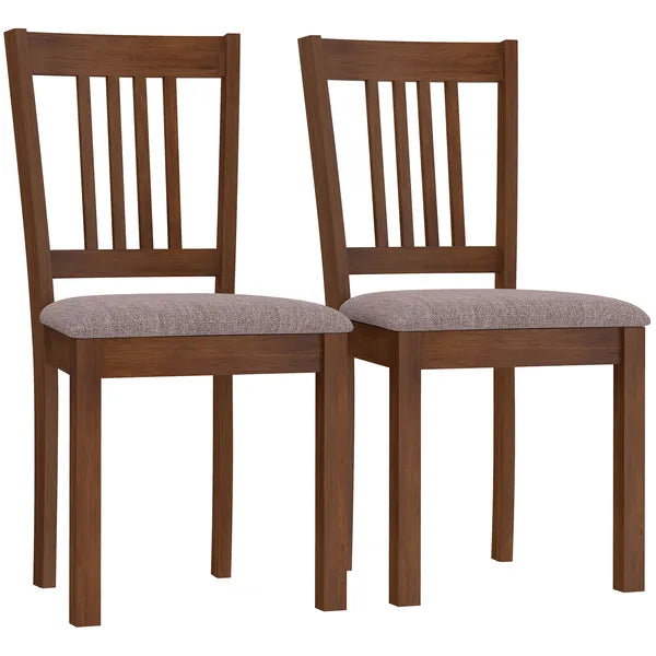 Dining Chairs Set of 2 Linen Upholstered Kitchen Chairs with Rubberwood Legs for Dining Room Living Room Walnut Taupe - product image 2
