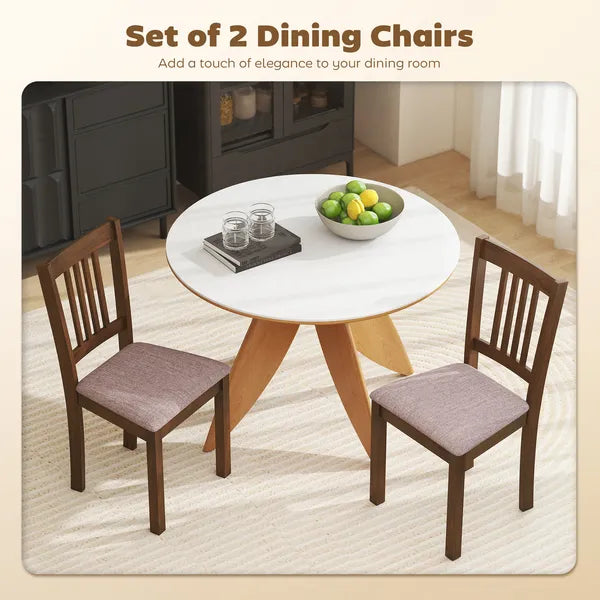 Dining Chairs Set of 2 Linen Upholstered Kitchen Chairs with Rubberwood Legs for Dining Room Living Room Walnut Taupe - product image 4