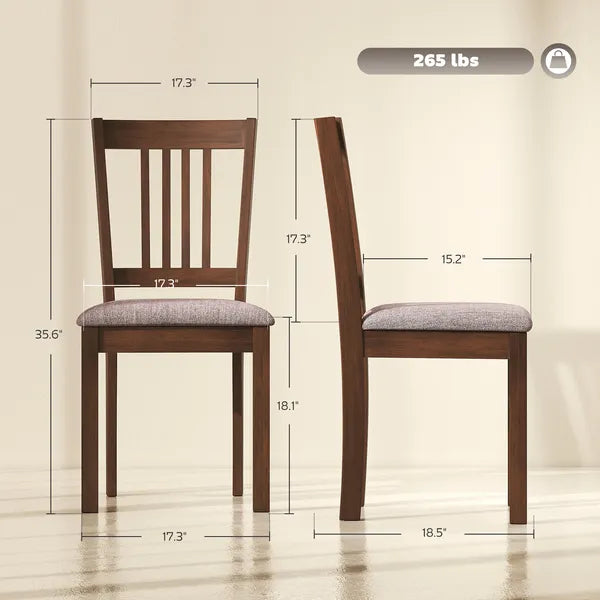Dining Chairs Set of 2 Linen Upholstered Kitchen Chairs with Rubberwood Legs for Dining Room Living Room Walnut Taupe - product image 3