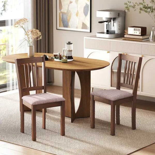 Dining Chairs Set of 2 Linen Upholstered Kitchen Chairs with Rubberwood Legs for Dining Room Living Room Walnut Taupe - product image 11