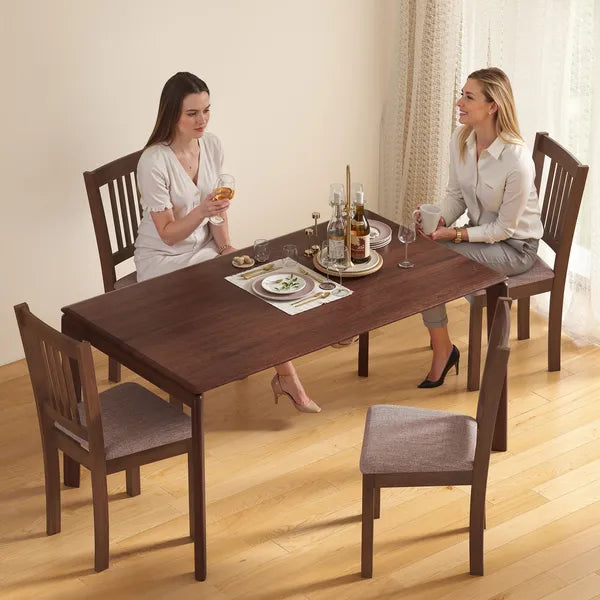 Dining Chairs Set of 2 Linen Upholstered Kitchen Chairs with Rubberwood Legs for Dining Room Living Room Walnut Taupe - product image 8