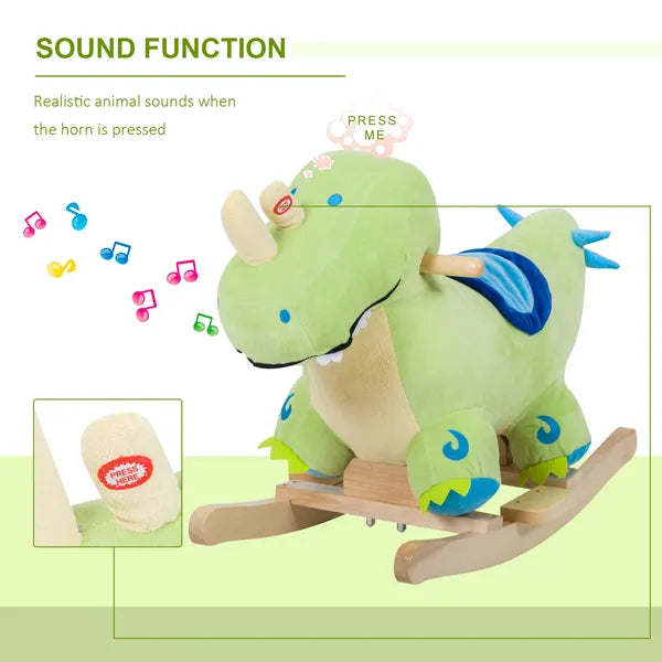 Dinosaur Rocking Horse, Plush, Realistic Sounds, Green, Adventure and Fun Ride-On Toy for Kids - product image 5