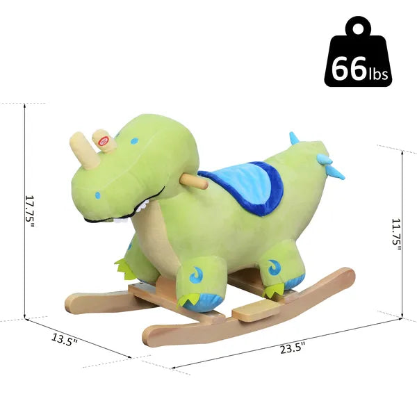 Dinosaur Rocking Horse, Plush, Realistic Sounds, Green, Adventure and Fun Ride-On Toy for Kids - product image 3