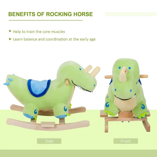 Dinosaur Rocking Horse, Plush, Realistic Sounds, Green, Adventure and Fun Ride-On Toy for Kids - product image 6