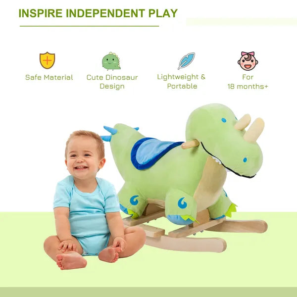 Dinosaur Rocking Horse, Plush, Realistic Sounds, Green, Adventure and Fun Ride-On Toy for Kids - product image 4
