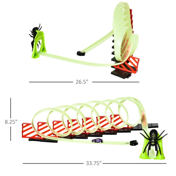 DIY Criss-Cross Track Set with Luminous Effect, Spider Model Pull-back Car, for Ages 3-6, Green, Red - product image 3