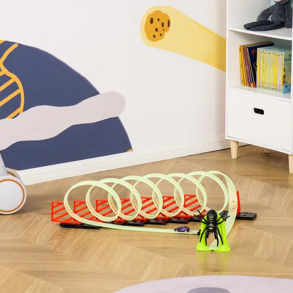 DIY Criss-Cross Track Set with Luminous Effect, Spider Model Pull-back Car, for Ages 3-6, Green, Red - product image 10