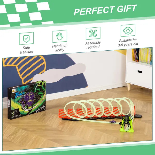 DIY Criss-Cross Track Set with Luminous Effect, Spider Model Pull-back Car, for Ages 3-6, Green, Red - product image 5