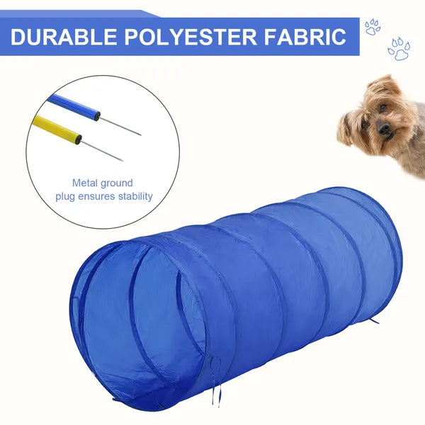 PawHut Dog Agility Tools 4PCS Set PE Jumps Stop Box Outdoor Training Equipment Blue Yellow - product image 5