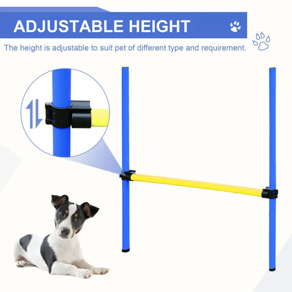 PawHut Dog Agility Tools 4PCS Set PE Jumps Stop Box Outdoor Training Equipment Blue Yellow - product image 6