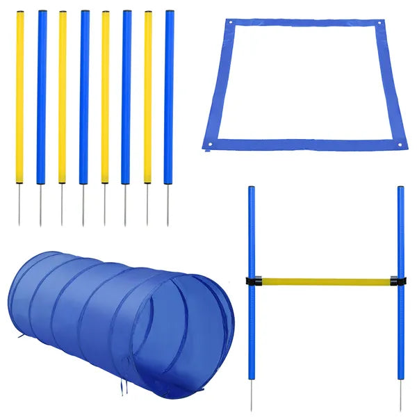 PawHut Dog Agility Tools 4PCS Set PE Jumps Stop Box Outdoor Training Equipment Blue Yellow - product image 15
