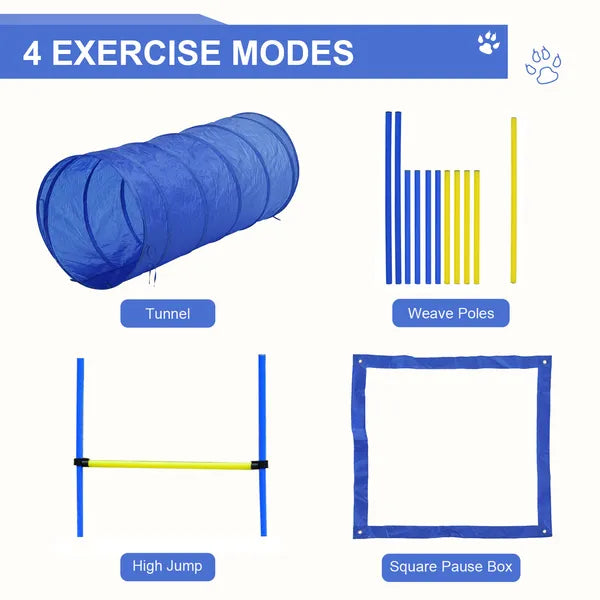 PawHut Dog Agility Tools 4PCS Set PE Jumps Stop Box Outdoor Training Equipment Blue Yellow - product image 4