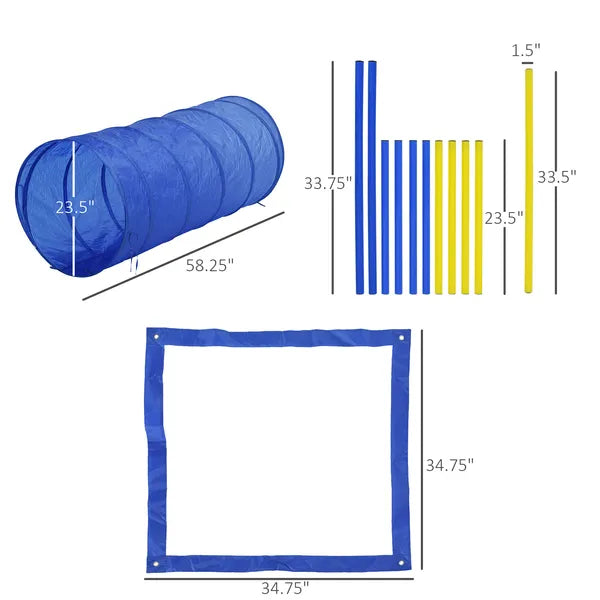 PawHut Dog Agility Tools 4PCS Set PE Jumps Stop Box Outdoor Training Equipment Blue Yellow - product image 3