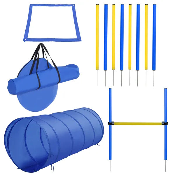 PawHut Dog Agility Tools 4PCS Set PE Jumps Stop Box Outdoor Training Equipment Blue Yellow - product image 14