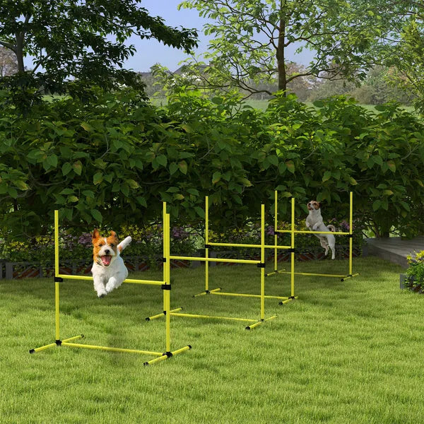 Dog Agility Training 4 Piece Set with Adjustable Height Jump Bars Carry Bag Yellow - product image 2
