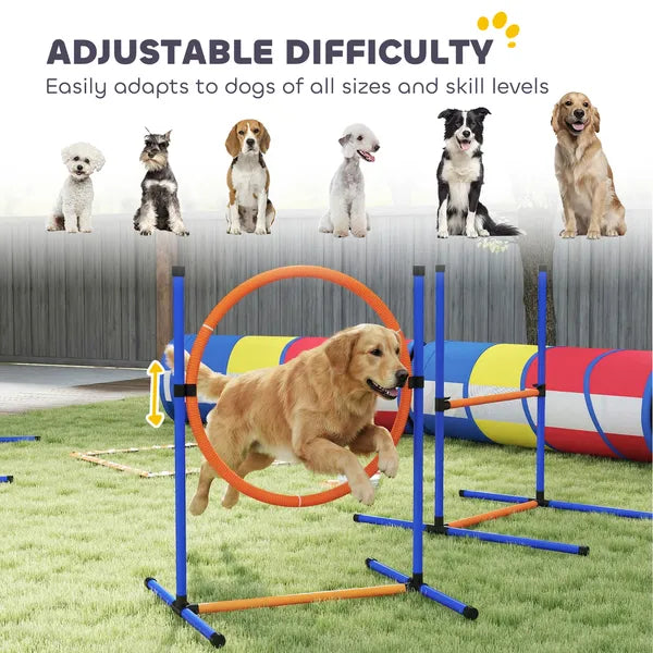 PawHut Dog Agility Training Equipment, 12-Piece Dog Obstacle Course with Adjustable Hurdle and Ring, 4 Tunnels, Weave Poles - product image 6