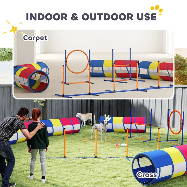 PawHut Dog Agility Training Equipment, 12-Piece Dog Obstacle Course with Adjustable Hurdle and Ring, 4 Tunnels, Weave Poles - product image 9