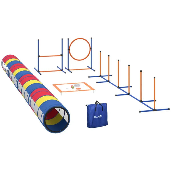 PawHut Dog Agility Training Equipment, 12-Piece Dog Obstacle Course with Adjustable Hurdle and Ring, 4 Tunnels, Weave Poles - product image 11