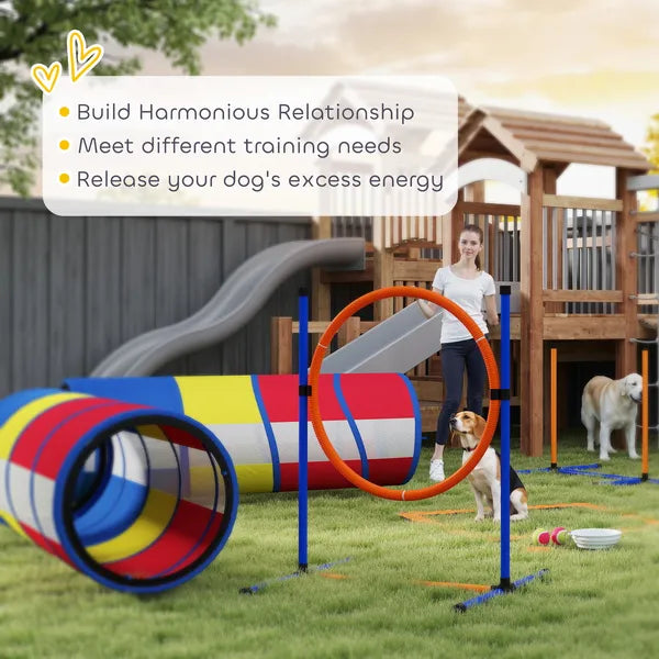 PawHut Dog Agility Training Equipment, 12-Piece Dog Obstacle Course with Adjustable Hurdle and Ring, 4 Tunnels, Weave Poles - product image 7
