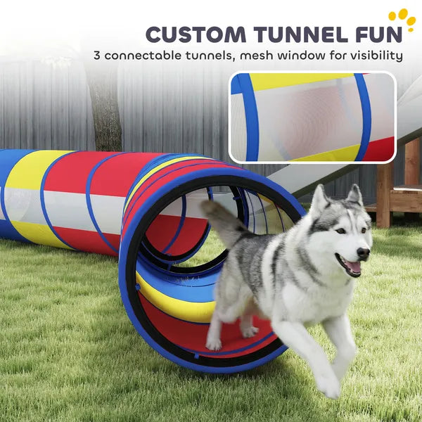 PawHut Dog Agility Training Equipment, 12-Piece Dog Obstacle Course with Adjustable Hurdle and Ring, 4 Tunnels, Weave Poles - product image 5