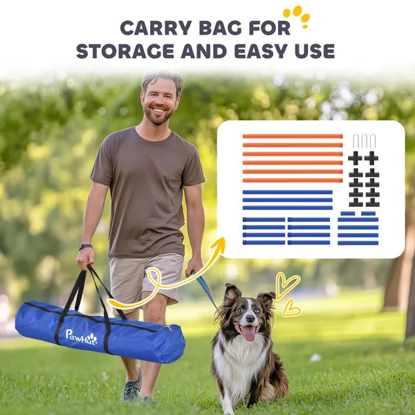 PawHut Dog Agility Training Equipment Adjustable Poles for Dog Agility Course with Carry Bag - product image 5
