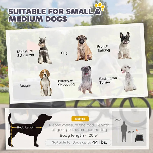 PawHut Dog Bike Trailer for Small and Medium Dogs, Universal Bicycle Coupler, Flip-Down Ramp Tailgate, Gray - product image 8