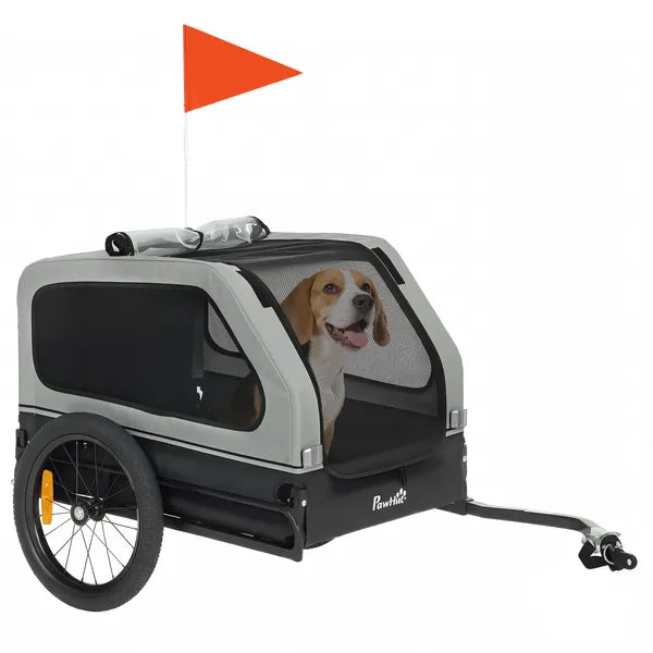 PawHut Dog Bike Trailer for Small and Medium Dogs, Universal Bicycle Coupler, Flip-Down Ramp Tailgate, Gray - product image 11