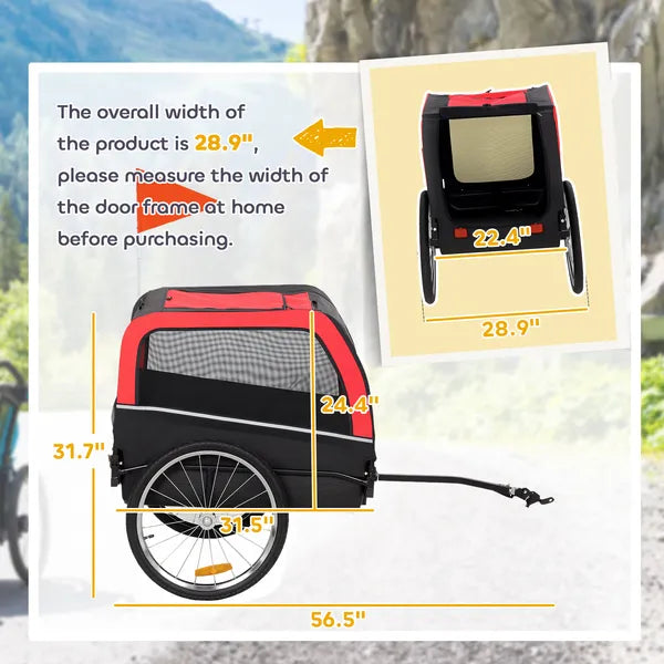 Dog Bike Trailer, Pet Cart Bicycle Carrier with 20" Air Tires, Quick-Release Wheels, Reflectors, Flag - product image 3
